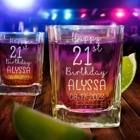 personalized 21st birthday shot glass 21st birthday party etsy