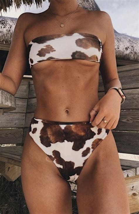 pinterest kyliieee cow print bikini kylie jenner