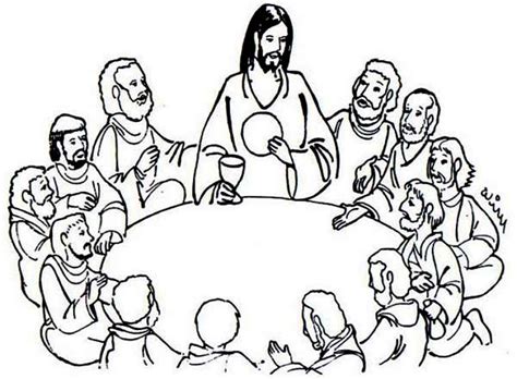 jesus sharing bread  wine    supper coloring page