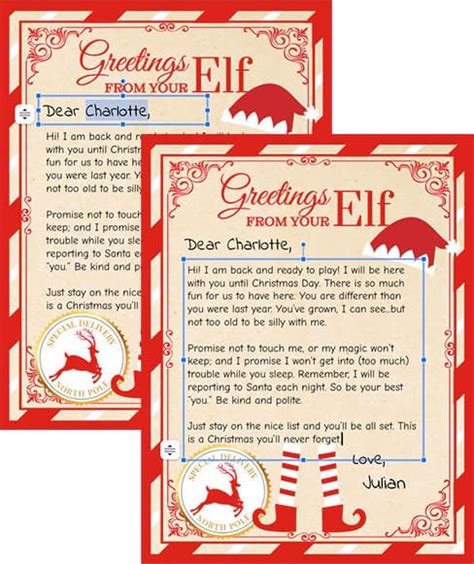 elf   shelf arrival letter personalized printable