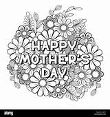 Coloring Happy Mother Mothers Adult Vector Book Outline Illustration Isolated Background Alamy sketch template