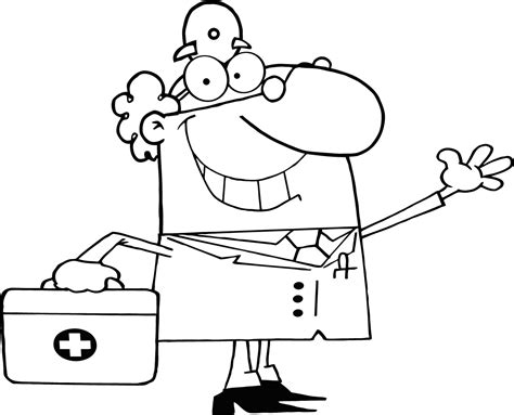 happy doctor  aid kit coloring page coloring pages worksheets