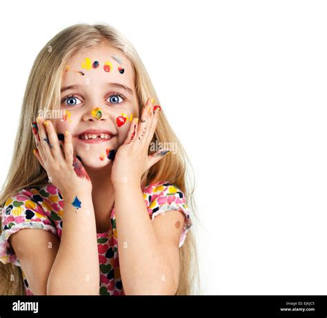 girl painted paints stock photo alamy