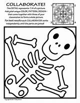 Coloring Collaborative Pages Halloween Collaborate Radial Tiles Projects Classroom Choose Board Teacherspayteachers Skeleton sketch template