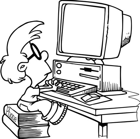 computer kid playing coloring page computer drawing kids computer