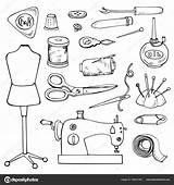 Sewing Vector Tailor Coloring Accessories Set Icons Illustration Element Isolated Book Shutterstock Lena Depositphotos sketch template