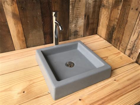 small square vessel sink shallow square concrete sink basin