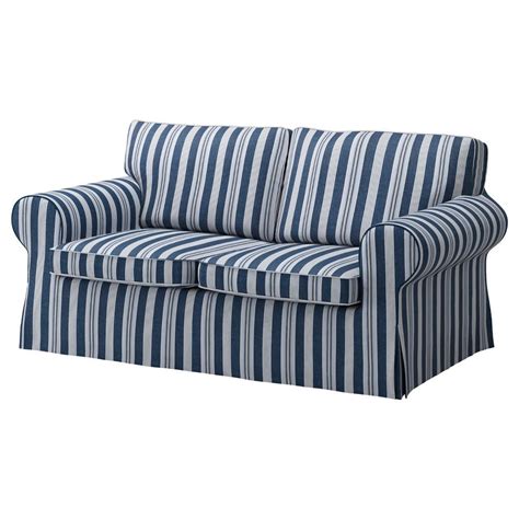 ikea ektorp loveseat cover abyn blue stripe slipcover  seater sofa  sale  ebay
