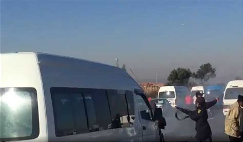 taxi strike police open fire  protesters video