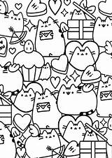 Pusheen Coloring Pages Tulamama Print Cat Valentine Easy sketch template