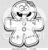 Gingerbread Mascot Zombie Hungry Outlined Coloring Clipart Cartoon Vector Cory Thoman sketch template