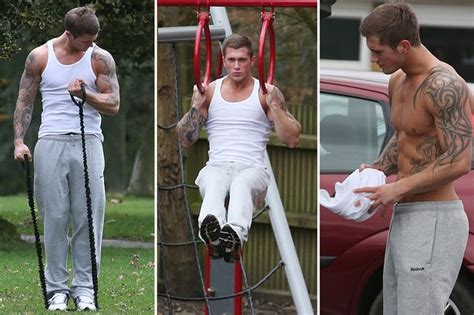 Splash Star Dan Osborne Topless Showing Off Muscles In Local Park
