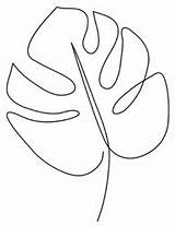 Monstera Simple Drawing Leaf Contour Line Sticker sketch template