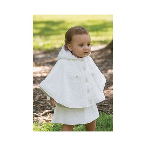 Sarah Louise Girls White Knitted Poncho 008061