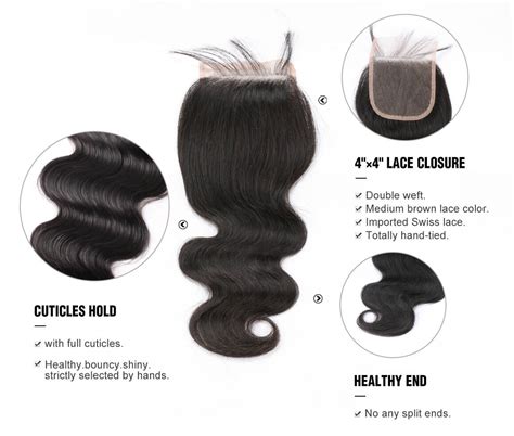 Body Wave Hair 4x4 Free Part Lace Closure Yolissa Hair