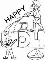 Holi Coloring Pages Happy Drawing Kids Colors Printable Sheets Easy Worksheets Festival Pichkari Drawings Color School Hindi Choose Board Vector sketch template