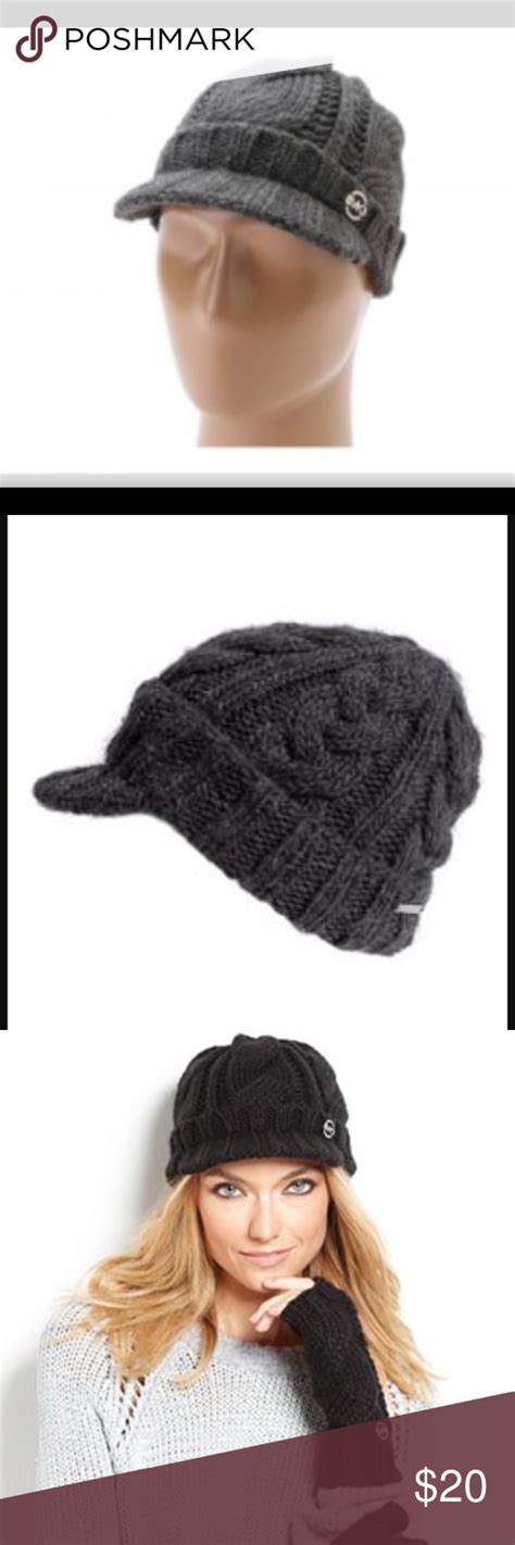 Michael Kors Cable Knit Peak Hat With Brim Michael Kors Triple Cable