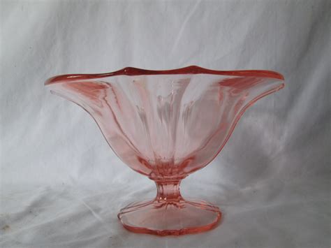 Beautiful Pink Depression Glass Pedestal Bowl Compote Large Excellent