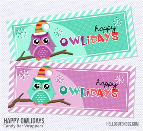 printable happy owlidays candy bar wrappers candy bar wrappers