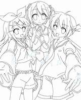 Vocaloid Rin Miku Hatsune Kagamine Gumi Luka Len Lineart Fs70 Th01 sketch template