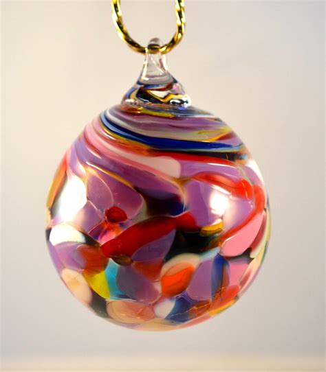 Hand Blown Glass Christmas Ornament Multi Color By Helwigartglass