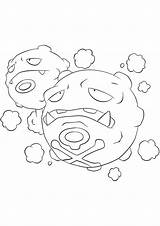 Pokemon Weezing Coloring Generation Pages Kids sketch template