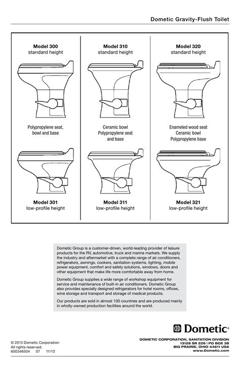 dometic group sealand  series rv toilet user manual page