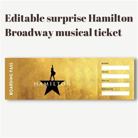 printable hamilton surprise ticket editable broadway musical etsy