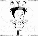 Confused Marks Shrugging Question Under Girl Clipart Cartoon Thoman Cory Outlined Coloring Vector 2021 sketch template