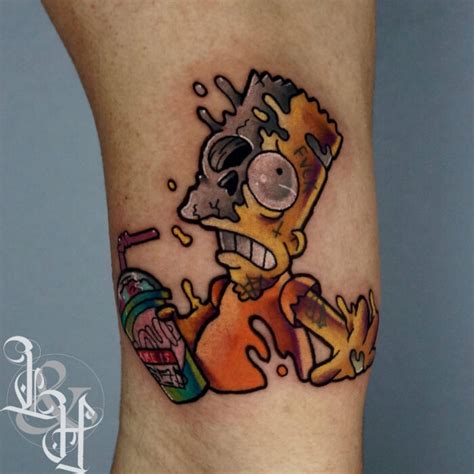 Color Melting Bart Simpson Tattoo Love N Hate