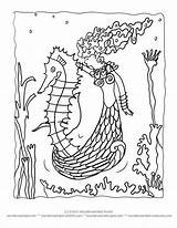 Seahorse Mermaid sketch template