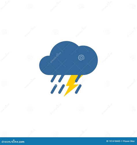 vector weather thunderstorm flat style symbol icon stock vector