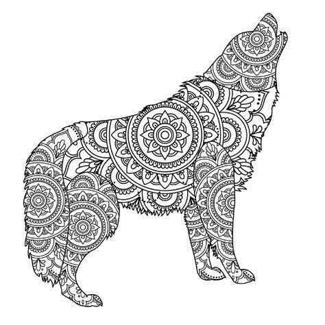 mandala cool wolf coloring page  print