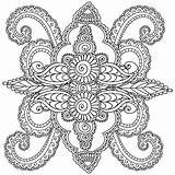 Coloring Pages Henna Floral Mehndi Doodles Elements Adults Abstract Paisley Mandala Illustration Vector Preview sketch template