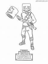 Fortnite Marshmello Coloring Pages Color Print Hammer Holding Printable Skin Sheets Kids Colouring Season Royale Dance Drawing Printables Battle People sketch template