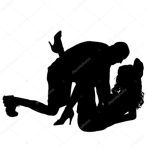 Vector Silhouette Of A Man With A Sexy Woman — Stock Vector