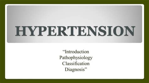 hypertension htn introduction pathophysiology classification