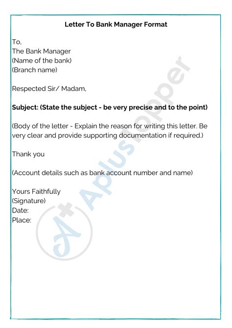 letter  bank manager format sample tips  guidelines    write  letter  bank