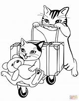Coloring Travel Cats Pages Going Cat Drawing Printable sketch template