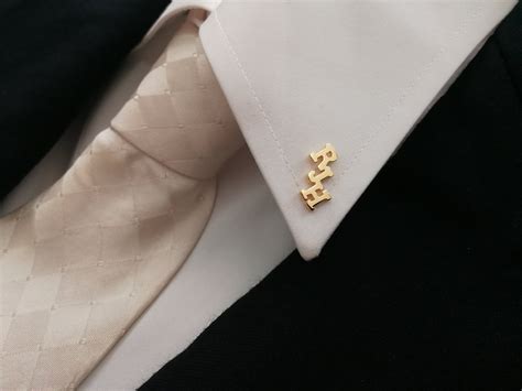 personalized letter shirt collar pin man brooch gift  etsy