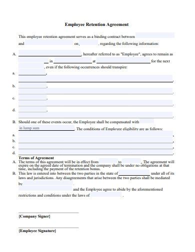 employee retention agreement  examples format  examples