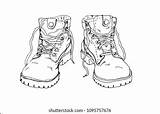 Hiking Wanderschuhe Gezeichnet Drawn sketch template