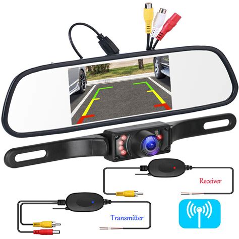 wireless car backup camera rear view system ir night vision   mirror monitor ebay