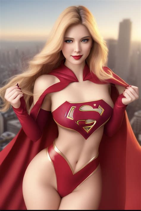 A Woman Dressed As A Supergirl Posing With Her Cape Over Her Shoulders