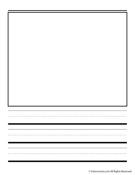 printable lined paper  picture box
