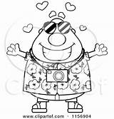 Tourist Man Clipart Cartoon Arms Open Outlined Coloring Vector Cory Thoman sketch template