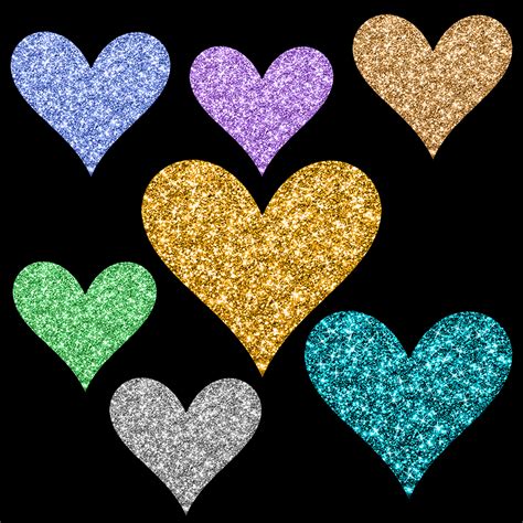 sparkle glitter hearts  decorations design bundles