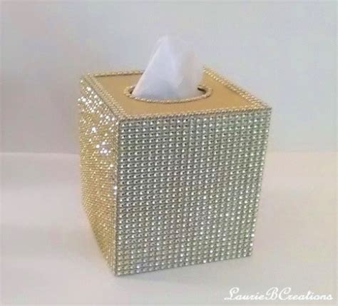 bling tissue box cover gold diamond wrap tissue holder sparkling decorsquare boutiquewedding