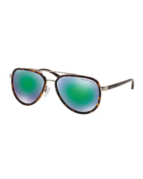 michael kors acetate mirrored aviator sunglasses in green lyst