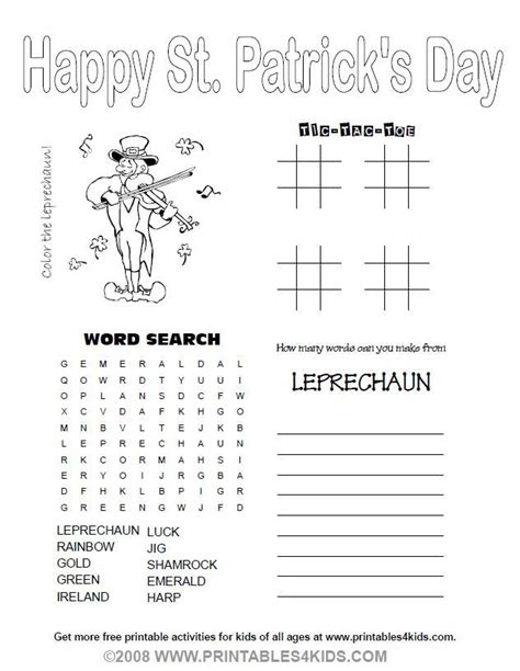 printable    st patricks day activity sheet childrens printables